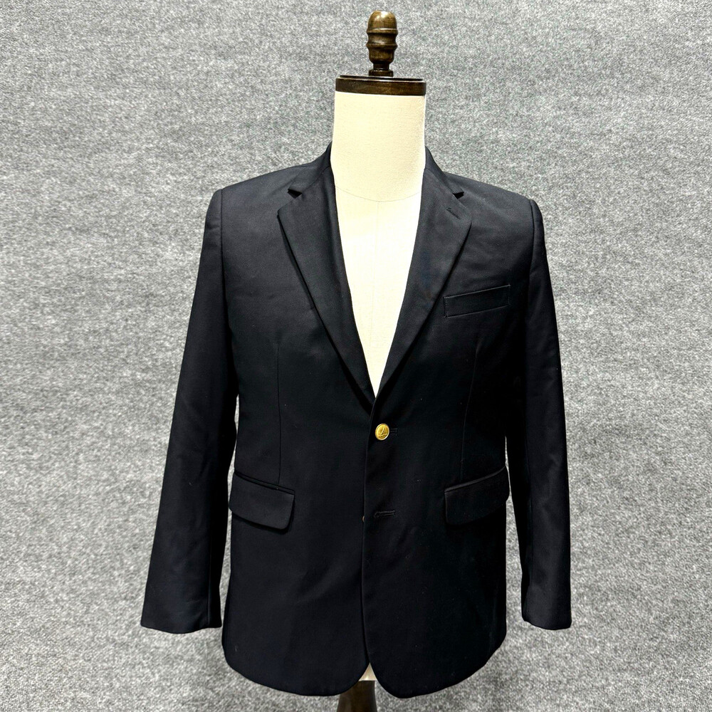 Nautica Mens Black Blazer Sport Coat Gold Button Striped Lining Classic Jacket